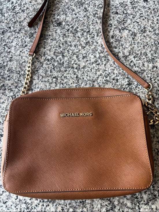 Michael Kors Tan/Brown Saffiano Crossbody Bag with Gold Hardware - Picture 2 of 7
